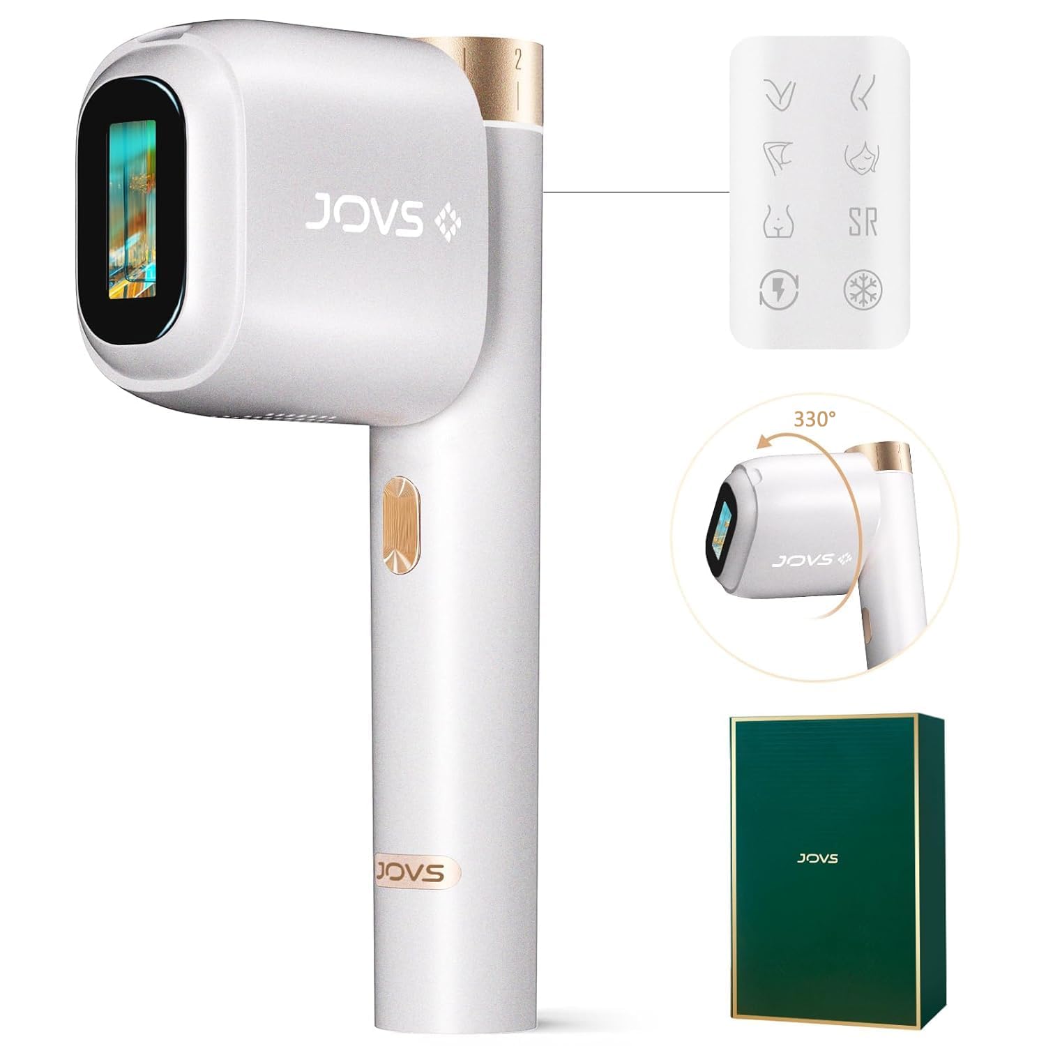 Photo 1 of ** UNKNOWN UNFUCTIONALITY***JOVS Laser Hair Removal, [24J Energy] IPL Hair Removal for Women and Men, 37°F Painless Sapphire Ice-Cooling Tech, 6 Modes for Whole Body Hair Removal Device, 2 in 1 Skin Rejuvenation, 330° Rotation