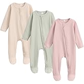 Bafeicao Newborn Footie Pajamas with Mitten Cuffs 2 Way Zipper Sleepers for Baby Boy Girl Clothes 3M 6M Footed Sleep 'n Play
