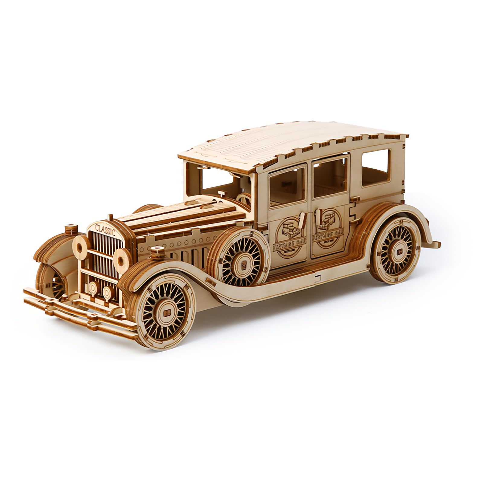 Cuteefun Car Wooden Model kit For Adult Teen, 3D Wooden Puzzle, Make Your Own Woodcraft Kit, Ideal for Birthday Christmas Father's Day (Classic Car)