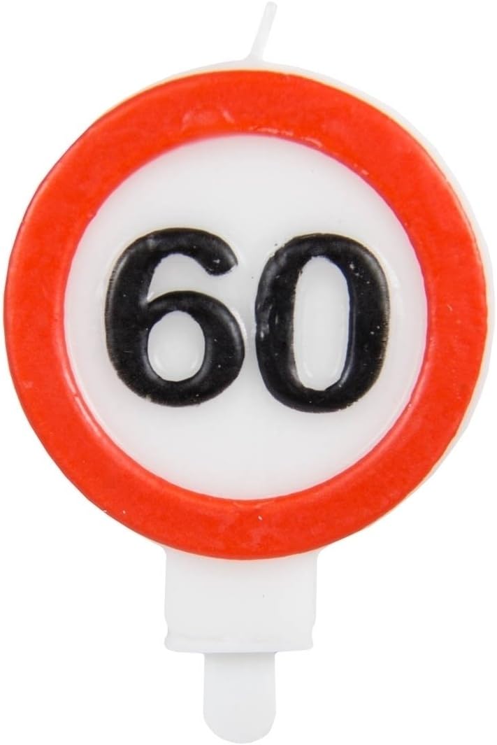 Folat 62660 60th Birthday Traffic Sign Candle, Multi Colors