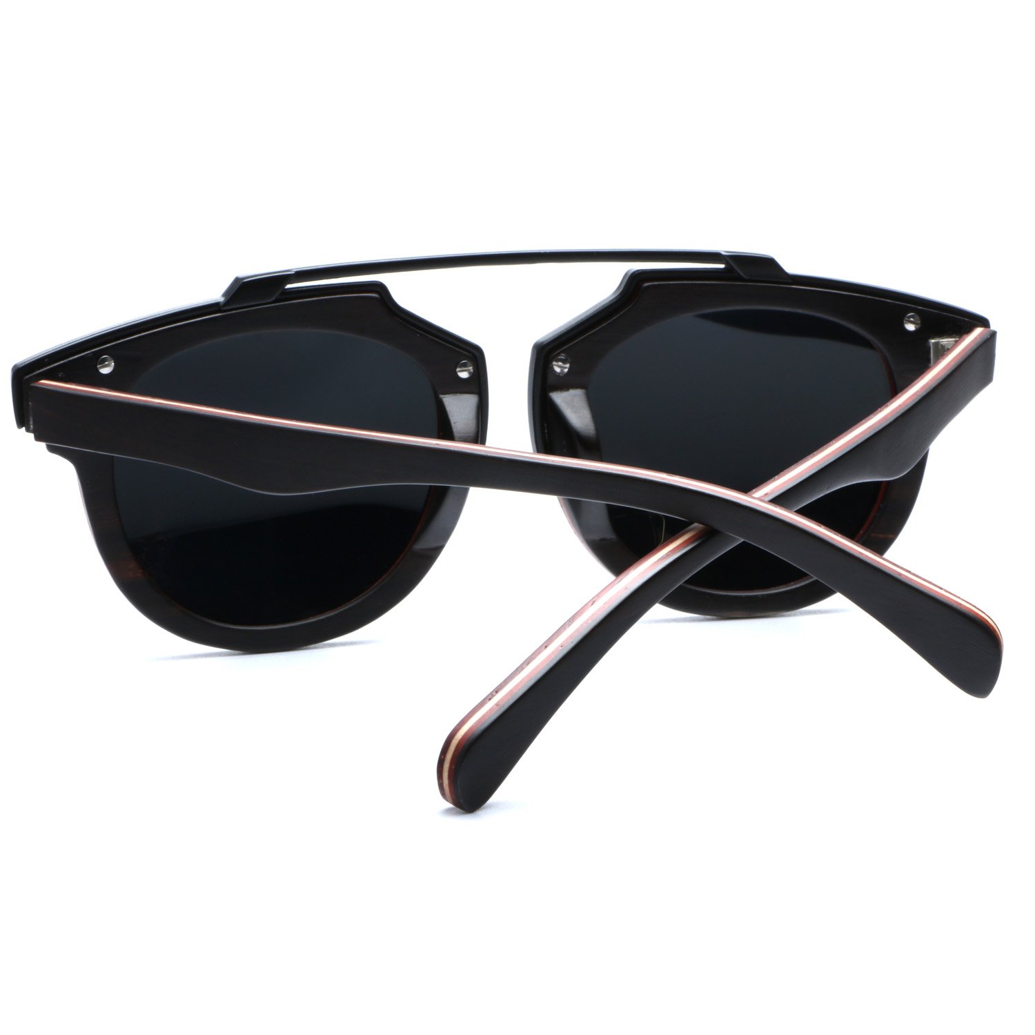 Ablibi Skateboard Wood Sunglasses Polarized Mens Retro Brand Designer Wood Shades for Women (ebony, gray)