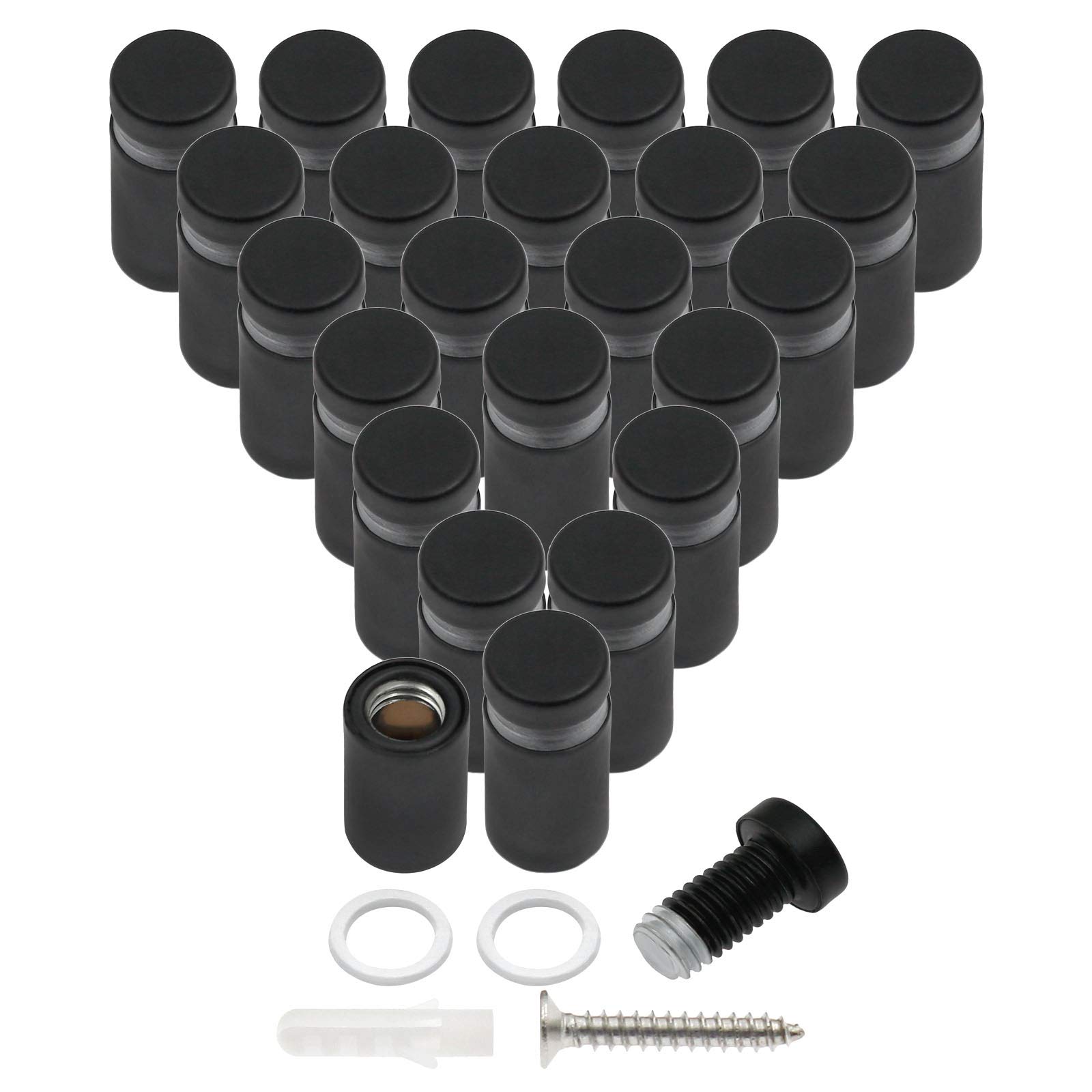 Luomorgo 24 Pcs 1/2" x 1" Stainless Steel Standoff Screws, Wall Sign Standoff Mounting Hardware Advertising Glass Standoff Nail for Hanging Acrylic Picture Frame, Black