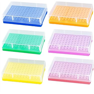 Saysurey 10 Pcs Tube Rack PCR Rack Each 80 Wells Vial Rack Test Tube Rack Double Sided Microcentrifuge Polypropylene Holder For 0.2ml-2ml Centrifugal Pipe, Assorted Colors