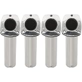 NovelBee 4pcs 30 Degree Stainless Fishing Rod Holders for Boat(Without Cap) | Flush Mount Rod Holder,30 Degree Boat Rod Holders,Fishing Pole Holders,Stainless Steel Rod Holders,with Liner Gasket