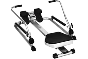 Rowing Machines for Home Use SPORFIT Compact Portable Folding Rower Machine with Adjustable Hydraulic Resistance & LCD Monitor, Soft Seat Row