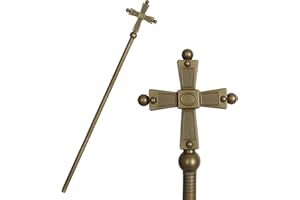 VZQI Pope Cross Staff Adjustable Hollow Bishop Prop Adult Halloween Cosplay Costume Accessory