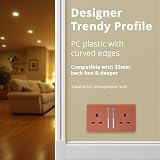 Trendi Switch 2 Gang 13 Amp Plug Socket Copper ART-SKT213L Screwless Modern view 6