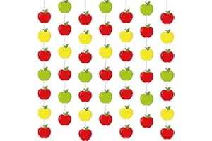 Sinload 8 Pcs Apple Classroom Decorations Red Apples Garland Banner Back to School Apple Paper Cutouts Hanging Decor for Home Chalkboard First Day of School Party Supplies