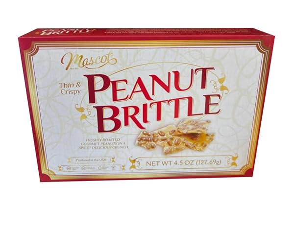 PEANUT BRITTLE CANDY, THIN AND CRISPY HOLIDAY SNACK 4.5 OZ