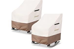Krismile Outdoor Rocking Chair Cover 2 Pack,Heavy Duty Waterproof Patio Rocking Chairs Cover for 27" W x 34" D x 45" H Presidential Rocking Chair,Beige