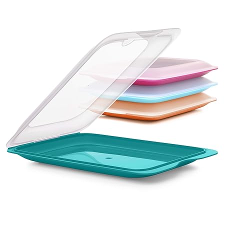 K&G Hochwertige Aufschnitt-Boxen 4er Set platzsparend stapelbar (Stapelboxen) / Vorratsdosen-Set für Aufschnitt mit integrier