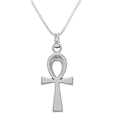 Jewelry Trends Sterling Silver Egyptian Ankh Pendant on Box Chain Necklace
