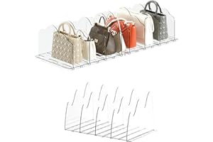 KKPOT Adjustable Acrylic Purse Organizer for Closet Shelf – Clear Handbag Storage Divider, Pocketbook Rack, Clutch Holder, Purse Shelf Organizer for Women’s Closet Organization