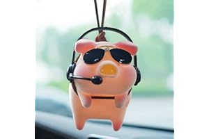 Swinging Pig Car Hanging Ornament, Cute Car Decor Charm Pendant Rear View Mirror Accessories, Small Gifts Office/Home Decor