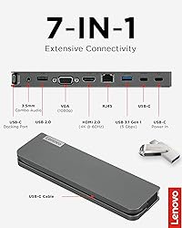 Lenovo USB-C Mini Dock, 7-in-1 Portable Dock with