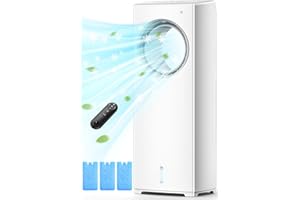 BALKO 3 IN 1 Portable Air Conditioners, 32 INCH Evaporative Air Cooler for Room w/Sleep/Natural/Normal Mode, 3 Speeds, Remote & 1-8H Timer for Auto-Off, 1 Gal Water Tank, Swamp Cooler Bedroom Indoor