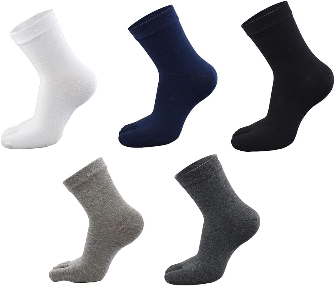 Men's 5 Finger Toe Socks Cotton Running Elastic Sock Solid Color Outdoor