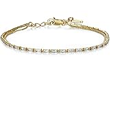 SHINYTE CATALINE Dainty Double Layered Gold Chain Bracelet,14K Gold Plated Adjustable Link Bracelet for Women,Trendy Jewelry Gift