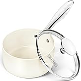 MICHELANGELO 1 Quart Saucepan with Lid, Nonstick Sauce Pan with Non-Toxic Ceramic Coating, Cream Sauce pan, 1 Qt Saucepans, Oven Safe