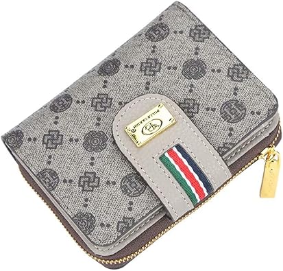 Amazon レディース財布 二つ折り 小銭入れ付き 6枚カード収納可能 高級感レザー 大容量 プレゼント グレー ノ ブランド品 シューズ バッグ