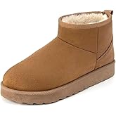 Women Suede Classic Ultra Mini Snow Boots, Faux Fur Lined Slip On Ankle Winter Booties, Womens Warm No Slip Short Boot, Botas De Invierno Para Mujer