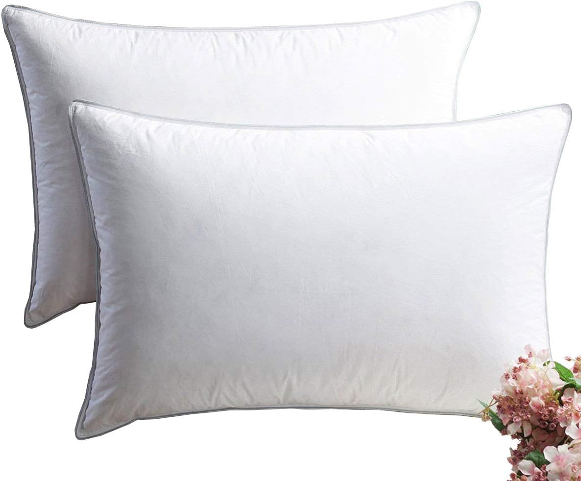 Lancashire BeddingPillows Bedroom Pillow Hotel Quality Duck Feather Filled Pillow Set Pack of 2 Home Decorative Improvement Living Room Decorative 48 x 74 cm