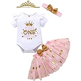 LYQTloml Baby Girl 1st Birthday Cake Smash Toddler Girl Miss Onederful Romper Tutu Skirt with Headband Clothes Set