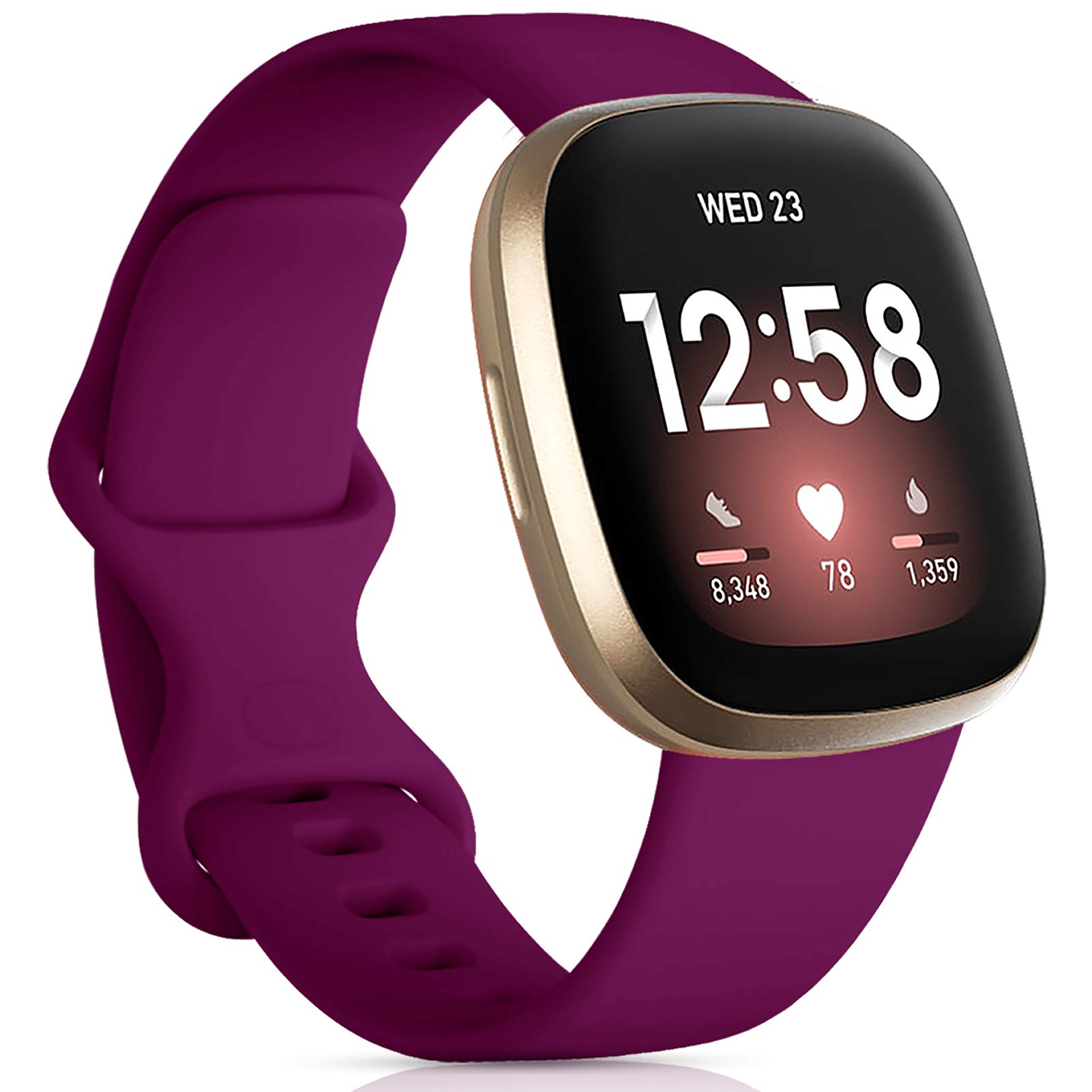 Oielai Compatible for Fitbit Versa 4/Fitbit Versa 3/Fitbit Sense 2/Fitbit Sense Strap, Silicone Sport Classic Soft Replacement Straps for Versa 3/Versa 4/Sense/Sense 2 Women Men, Large Fuchsia