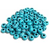 Turquoise Large Hole Beads for Jewelry Making-100pcs 14mm European Rondelle Spacer Beads,Big Hole Craft for Bracelets
