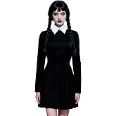 LUYANA Women Casual Long Sleeve Peter Pan Collar Skater Dress | A fantastic Halloween Costume, Perfect for Homecoming, Church, Cocktail party, Masquerade and Themed Parties
