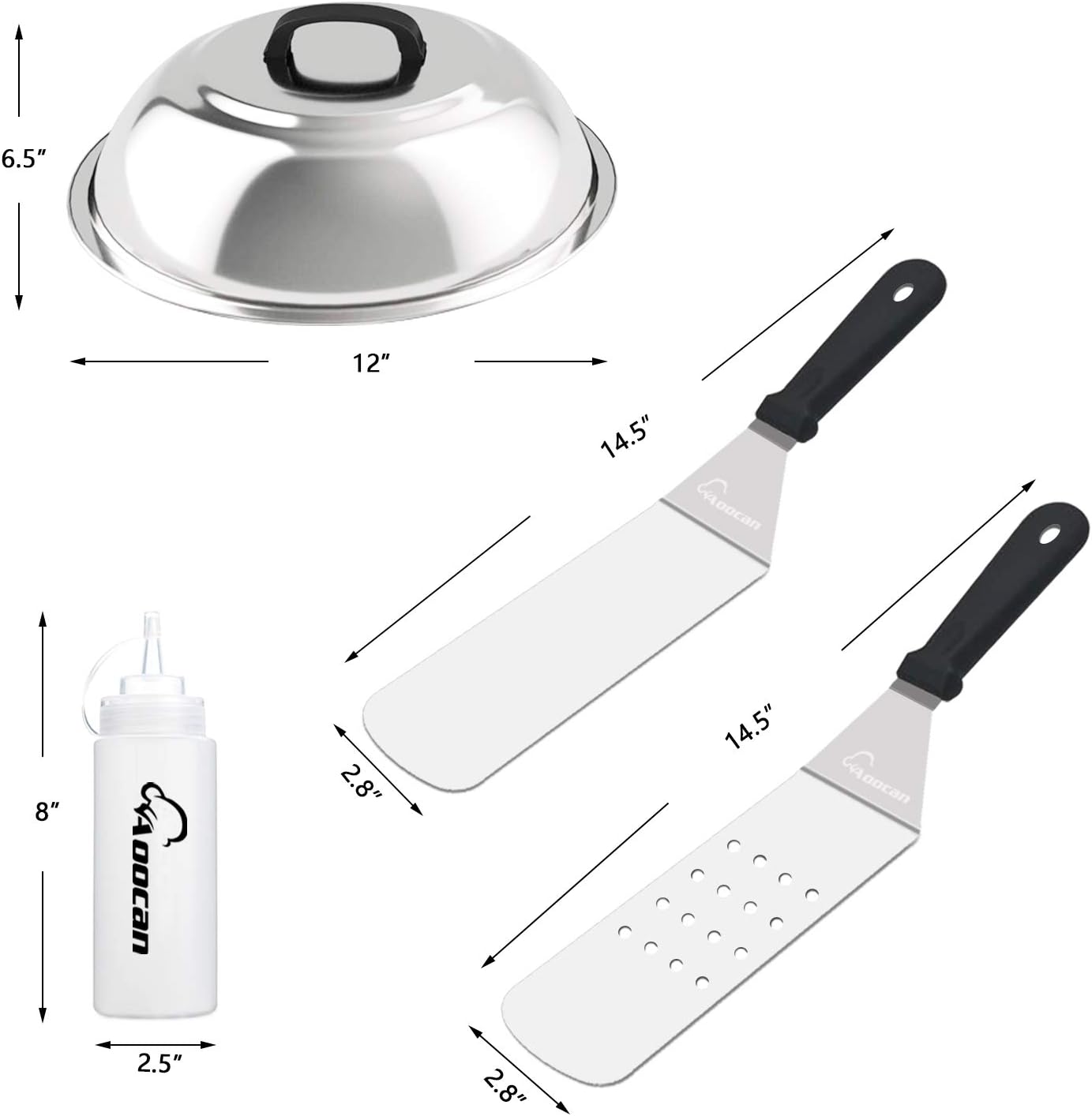 Aoocan Griddle Accessories Set, Flat Top Griddle Accessories, Grill Griddle Tools Cooking Kit with Heavy Duty Stainless Steel Scraper Spatula- Great for Flat top Cooking, Camping, Outdoor BBQ : Garden & Outdoor
