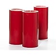 Richland Set of 3 Red Pillar Candles 3" x 6" Unscented for Weddings Christmas Home Holidays Relaxation Spa Church