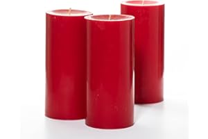 Richland Set of 3 Red Pillar Candles 3" x 6" Unscented for Weddings Christmas Home Holidays Relaxation Spa Church