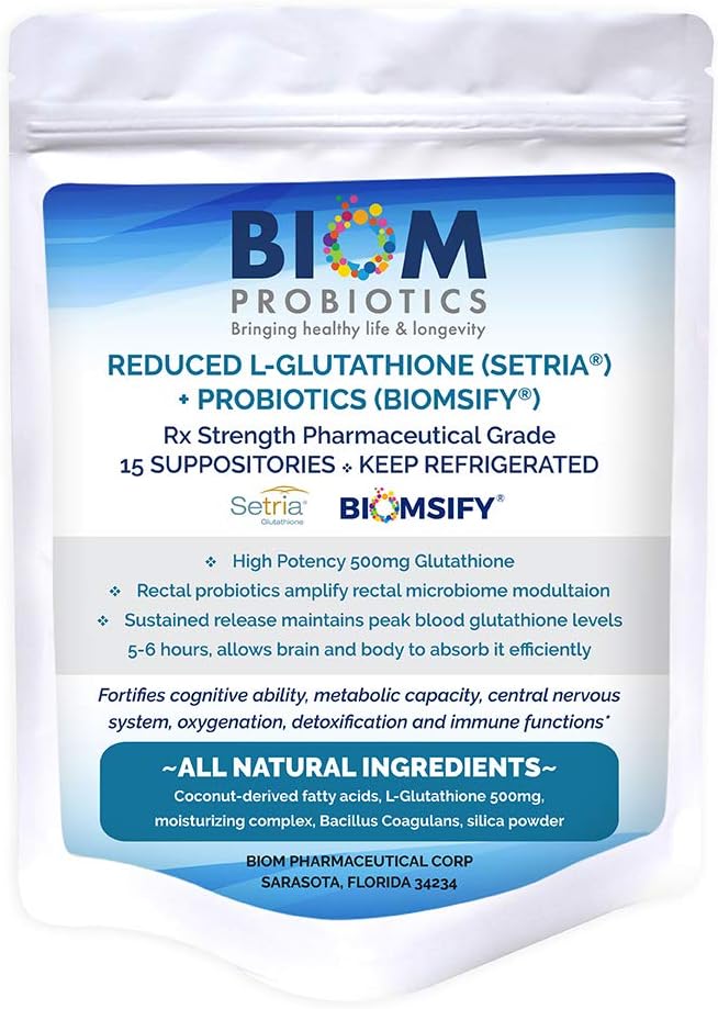 High Potency 500mg Reduced L-Glutathione (Setria Brand) + Probiotic Suppository (15)