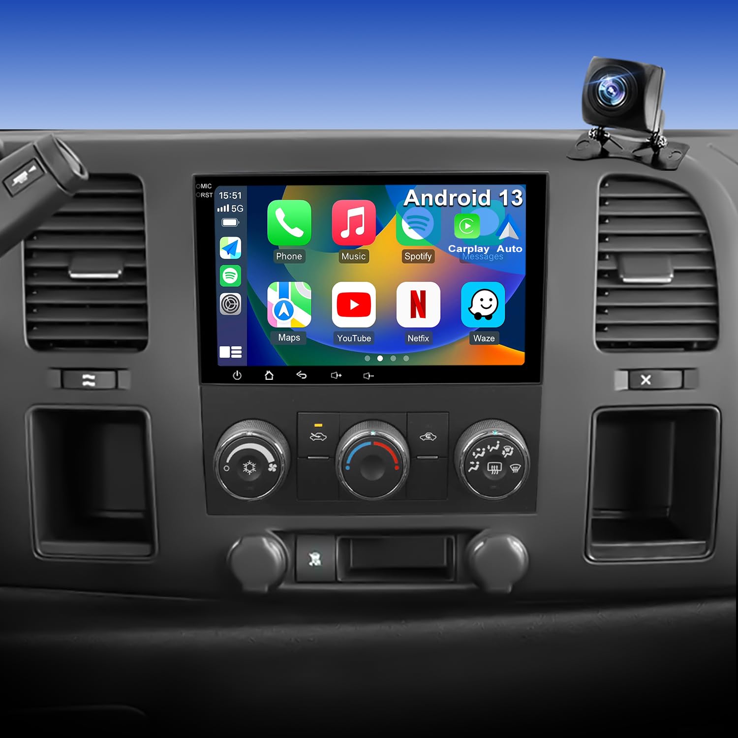 Photo 1 of 5GWiFi Upgrade Radio for Chevy Silverado 1500 GMC Sierra 1500 2007-2013, Yukon Tahoe 2007-2014, Acadia 2007-2012, Savana Hummer H2 Equinox 8inch Touch Screen Stereo, Carplay Android Auto GPS FM Camera