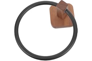 Alipis Wooden Hand Towel Holder Ring Wall-Mounted Towel Rack for Bathroom Black Finish, Counter and Wash