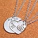 lauhonmin 3pcs Family Jewelry Gift Big Sis Middle Sis Little Sis Love Heart Charm Pendant Necklace Set for Sister