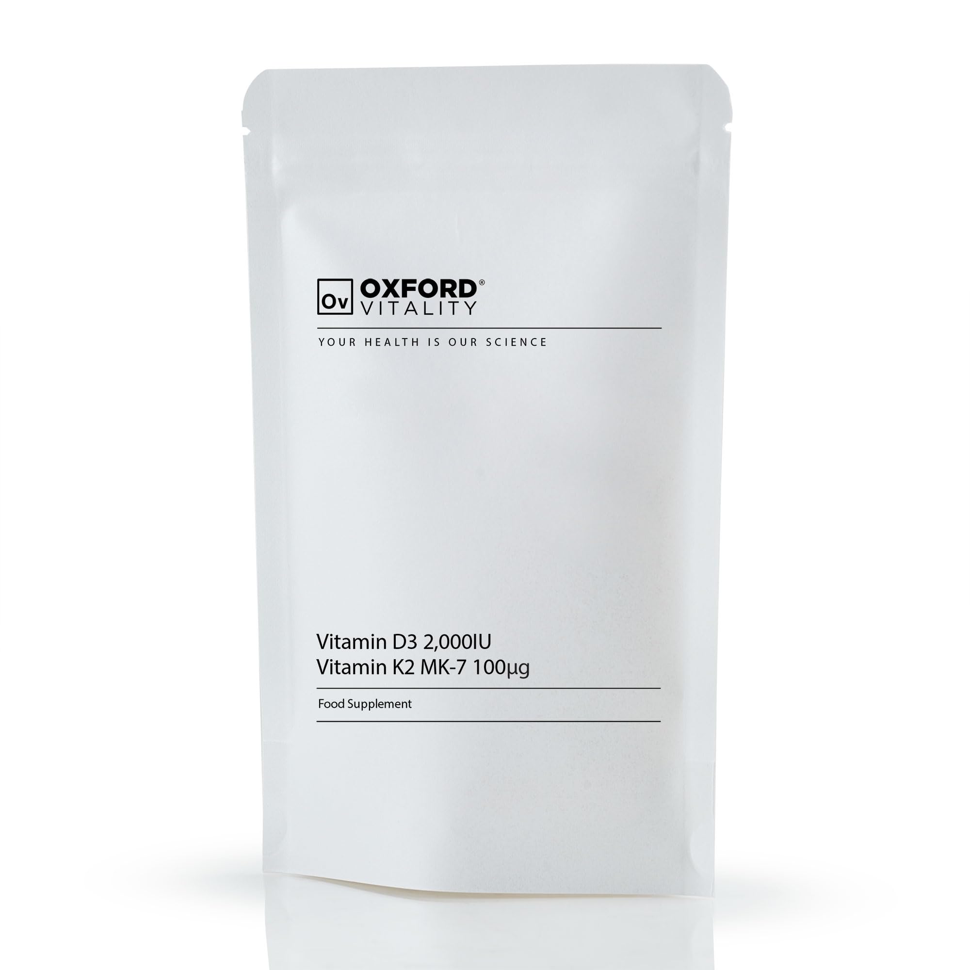 Oxford Vitality Vitamin D3 2000IU & K2 MK7 Tablets | Immune System and Bone Support Supplement | Vegetarian Easy to Take Tablets | Pack of 120