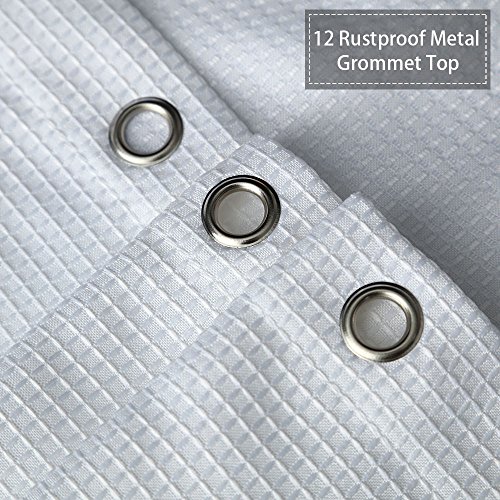 CAROMIO White Shower Curtain 84 Inch, Waffle Woven Textured Polyester