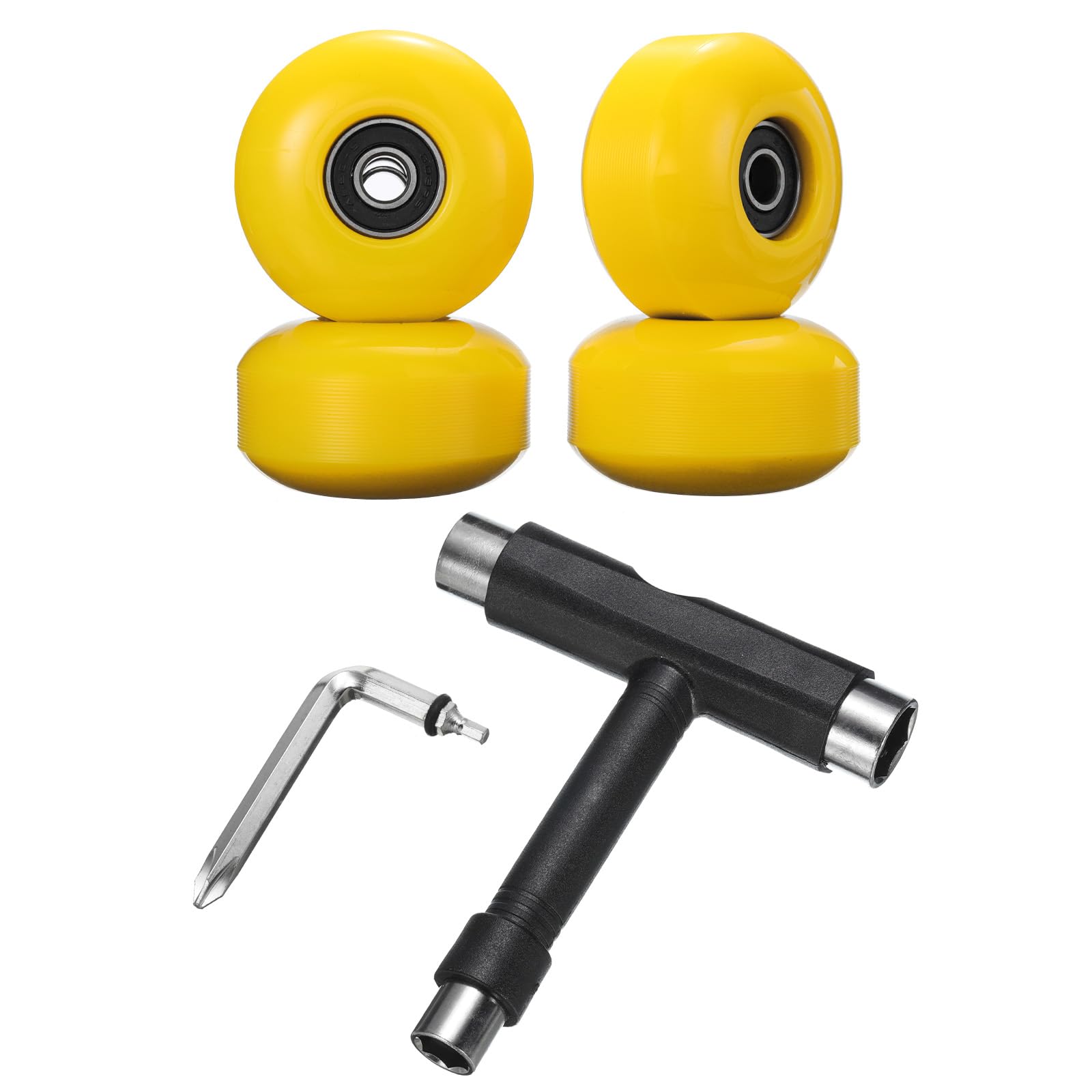 PATIKIL 52mm 95A Skateboard Wheels with Black Bearings, 4 Pack Street Wheels with Skate Tool for Skateboards Tricks Cruiser Wheel Replacement, Yellow