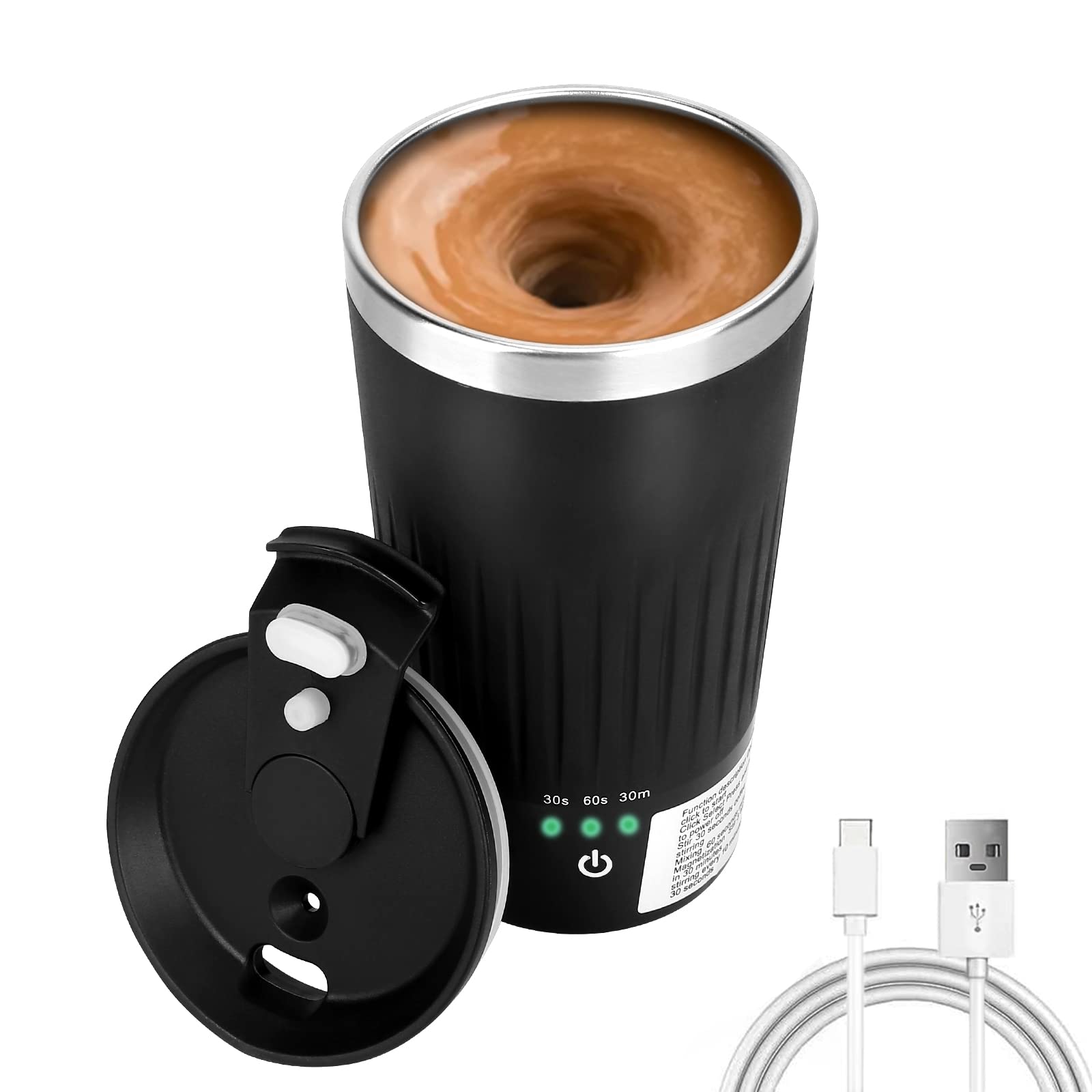 Photo 1 of ***POSSIBLY FOR PARTS/ BATTERY DOESN'T HOLD A CHARGE*** Beyoung Auto Stirring Cup, 14oz Automatic Magnetic Self Stirring Coffee Cups With 3 Mixing Function, Travel Tumbler Car Cup With Shaftless Mixing Strong Power For Chocolate Mocha,Black