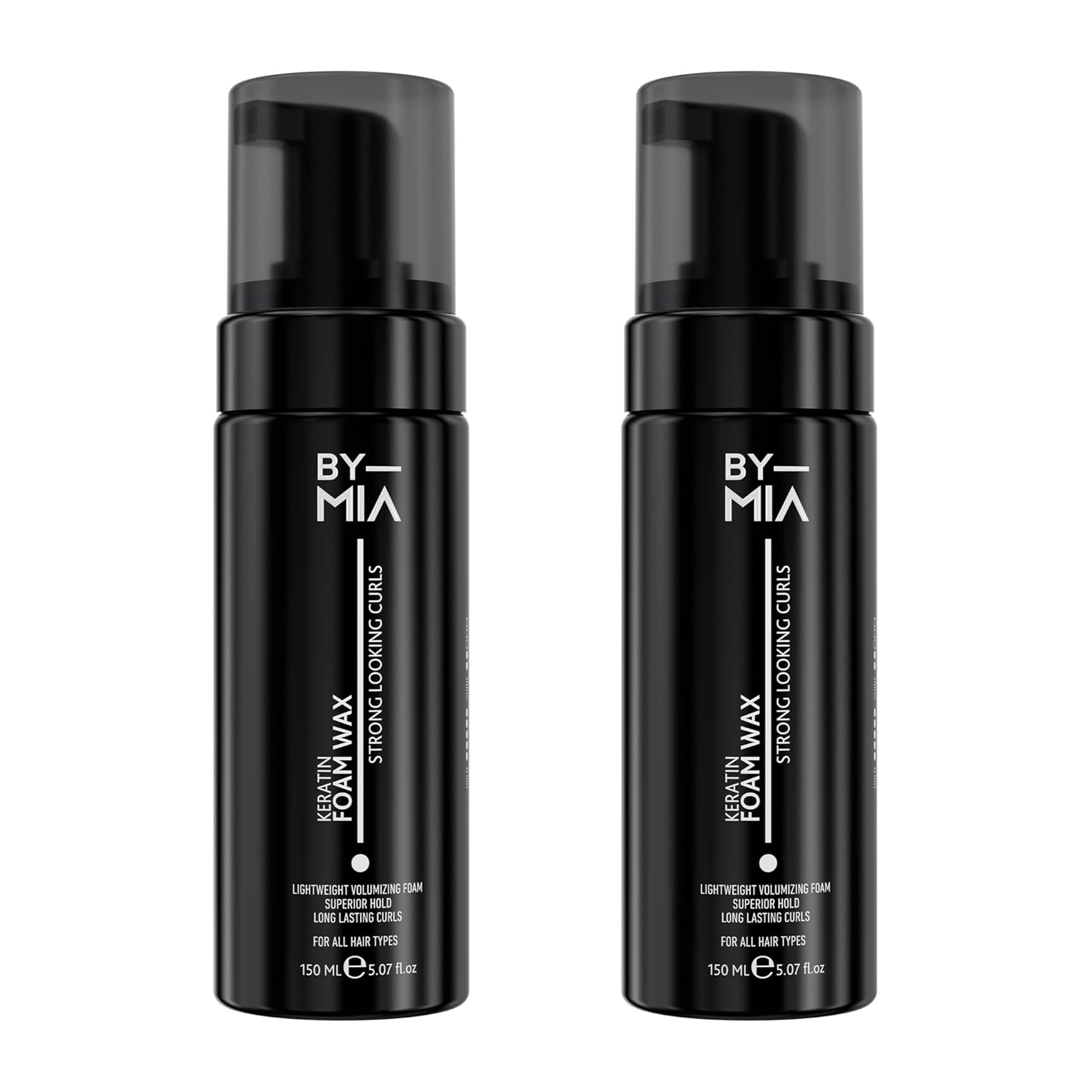 BY MIA Keratin Hair Foam Mousse Wax 150ml (2 Pack) | Achieve Strong and Defined Curls | Volumising Formula for Superior Hold | Long-Lasting Curl Foam for Curly Hair