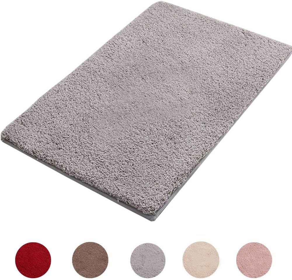 Amazon Com Bath Rugs Chenille Bathroom Rug Non Slip Bath Mat For Bathroom Kitchen Super Water Absorbent Soft Entryway Carpet Mats Machine Washable Multiple Color Sizes Color Gray Size 50 80cm Home