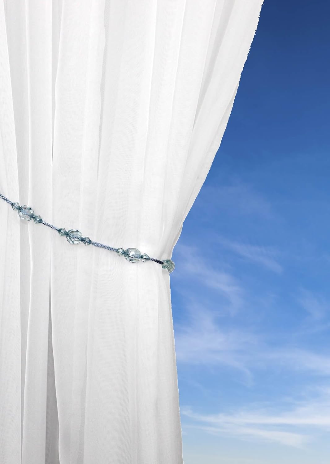Twinkle Crystal Tie Backs, Tie Back Pairs, Beaded Rope Curtain Voile