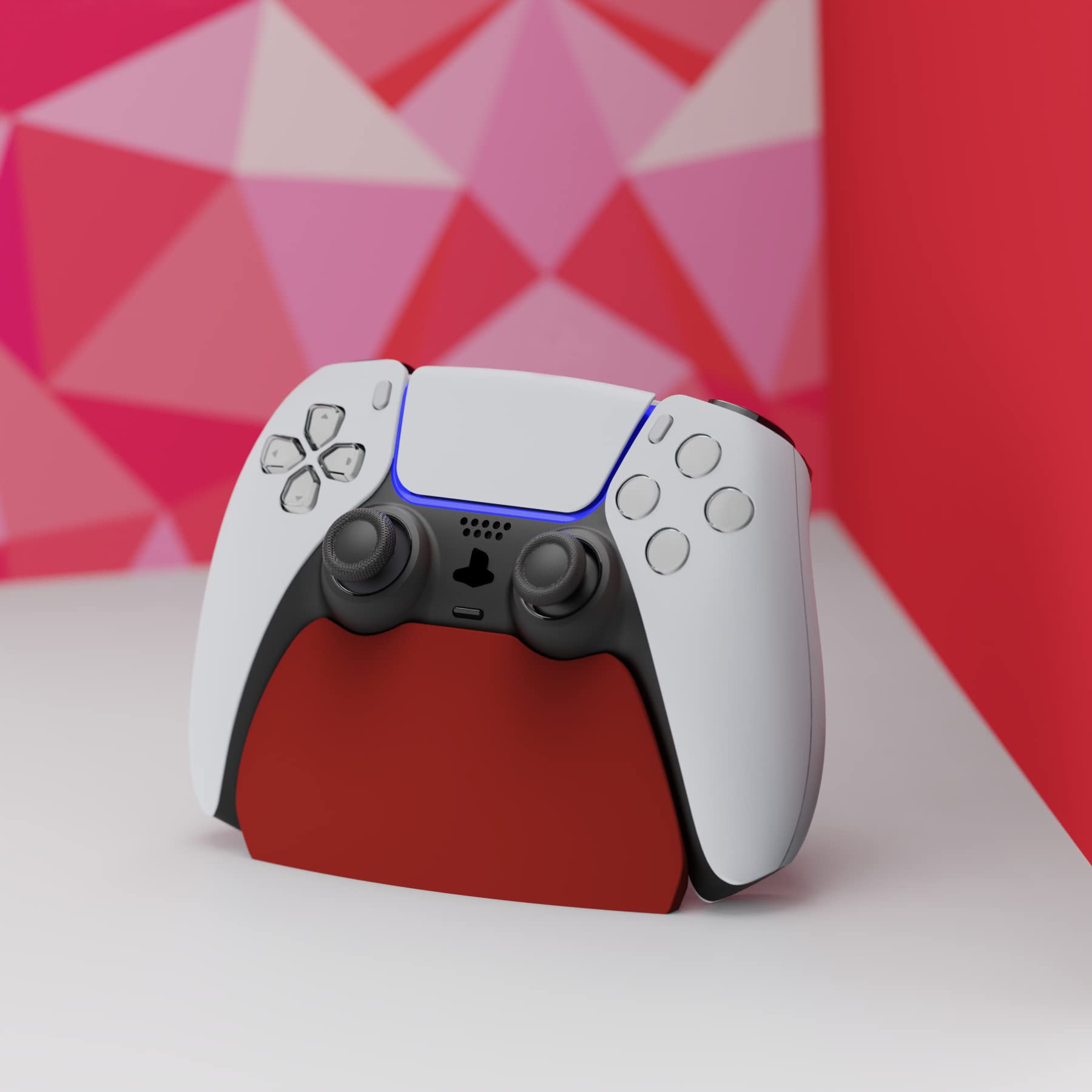 playvital Red Controller Display Stand for ps5, Gamepad Accessories Desk Holder for ps5 Controller with Rubber Pads