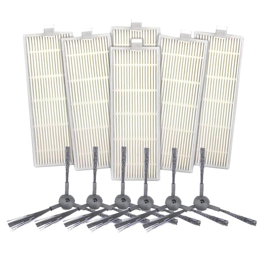 Zcuhen Filter - Robot Vacuum Cleaner Filter & Side Brush Kit Compatible for Llife A4/A4S/A6 Robot Sweeper 6 Pack Side Brush 6xfilter