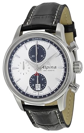 Alpina Alpiner Chronograph Automatic Silver Dial Black Leather Mens Watch AL-750SG4E6