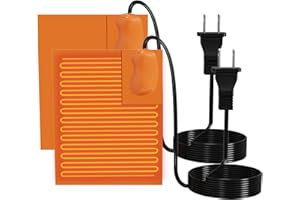 Lot de 2 coussinets chauffants en silicone pour carter d'huile 150 W 120 V avec thermostat, bloc moteur autocollant de 10,2 x