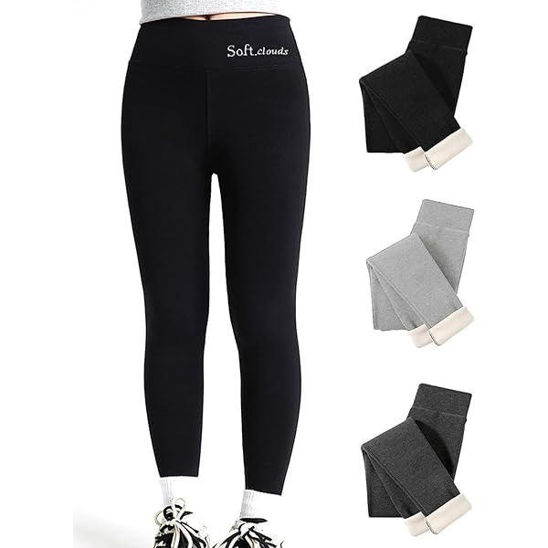 AQWEI Women's Soft Cloud Fleece Leggings Slim Casual Warm Winter