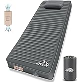 AKUDY Self Inflating Sleeping Pad with Electric Pump, 4" Ultra-Thick Memory Foam Camping Pad with Pillow, 9.5 R-Value Insulated Camping Mattress, Grey